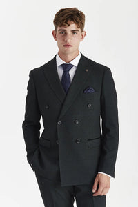 Regent - Groen geruite double-breasted blazer voor heren