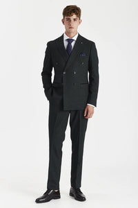 Regent - Groen geruite double-breasted blazer voor heren