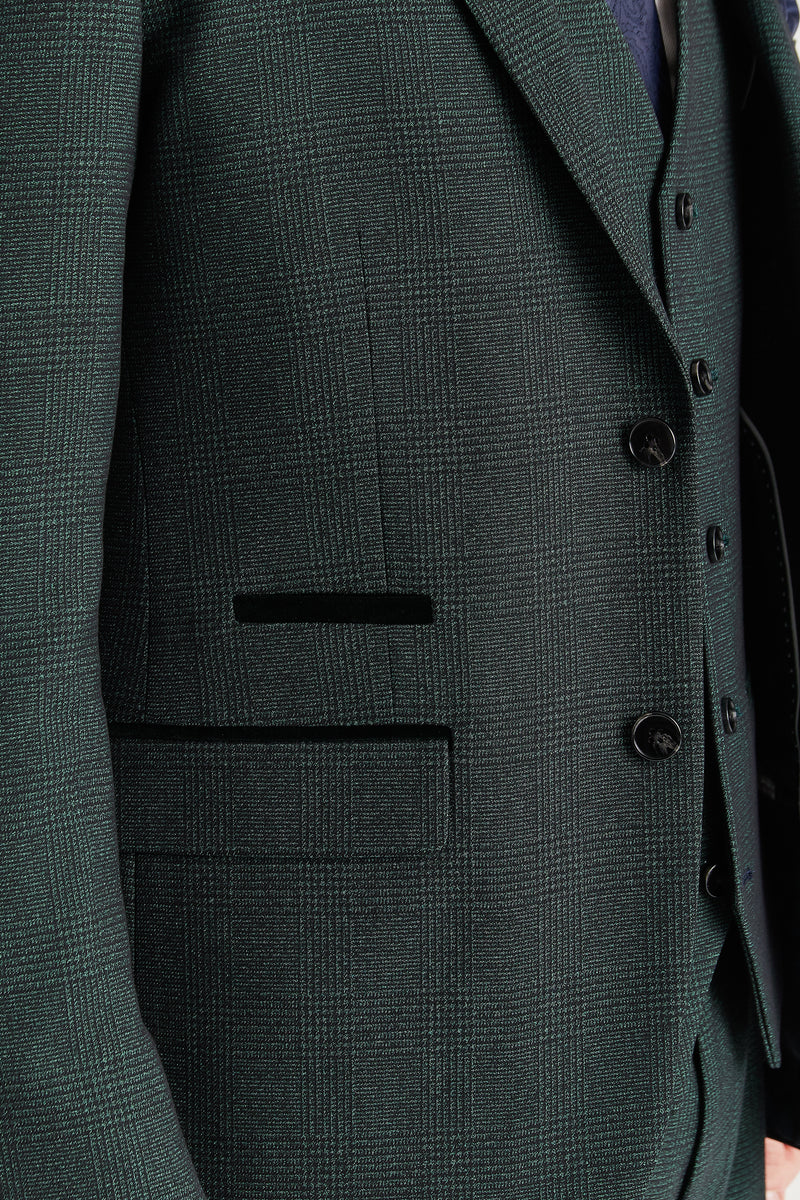 Regent - Heren Groen Geruit Blazer met Tailored Fit