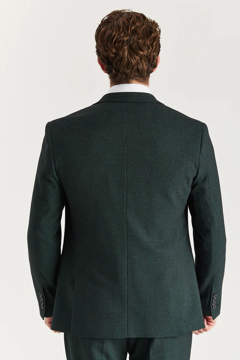 Regent - Heren Groen Geruit Blazer met Tailored Fit