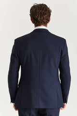 Regent - Heren Marineblauw Geruit Blazer met Tailored Fit