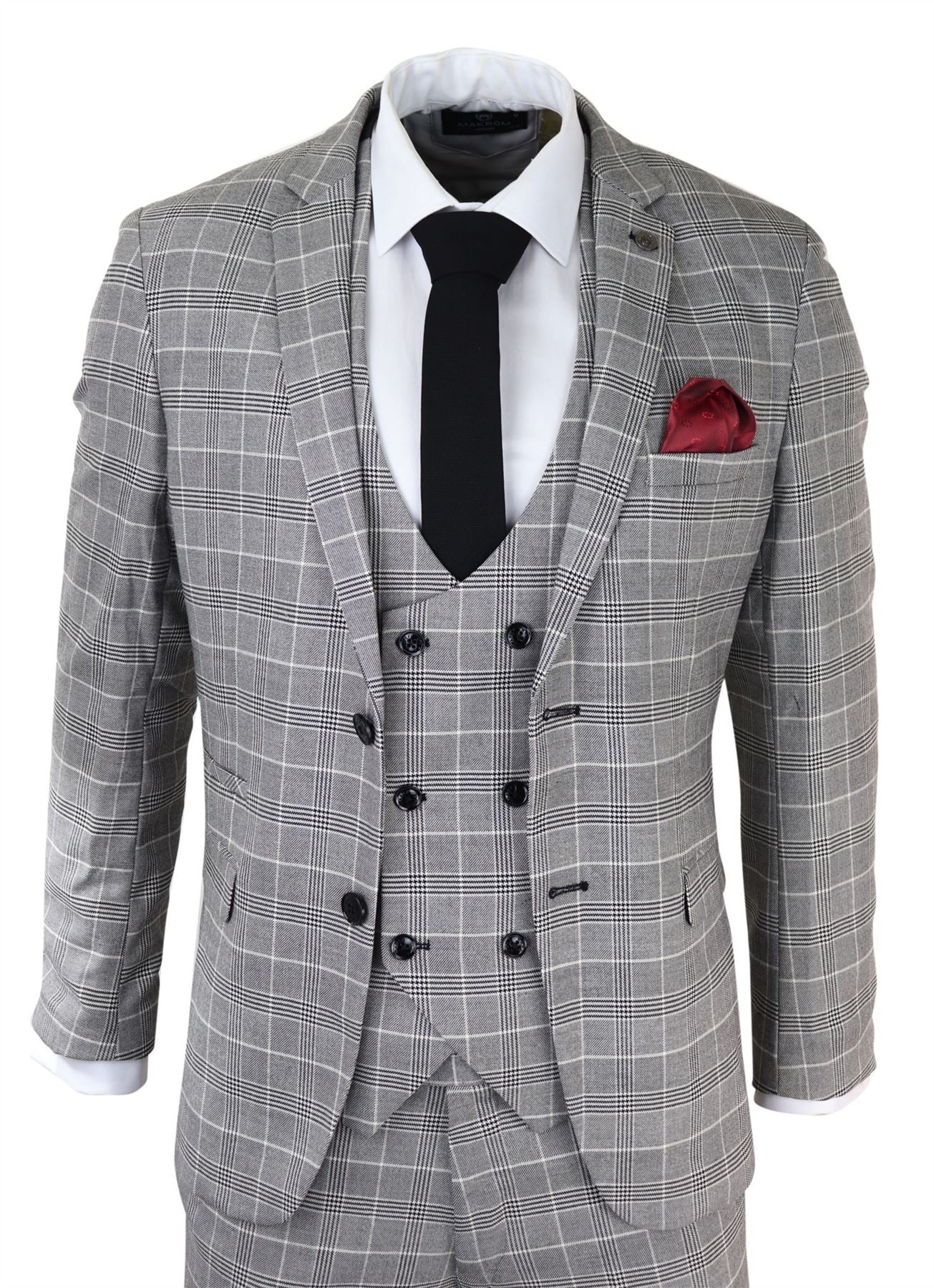 Sliktaa Heren 3-delig pak één knop slim fit formele bruiloft diner pak blazer vest en broek veelkleurig, Rood, XL Sliktaa Heren 3-delig pak één knop slim fit formele bruiloft diner pak blazer vest en broek veelkleurig, Rood, XL
