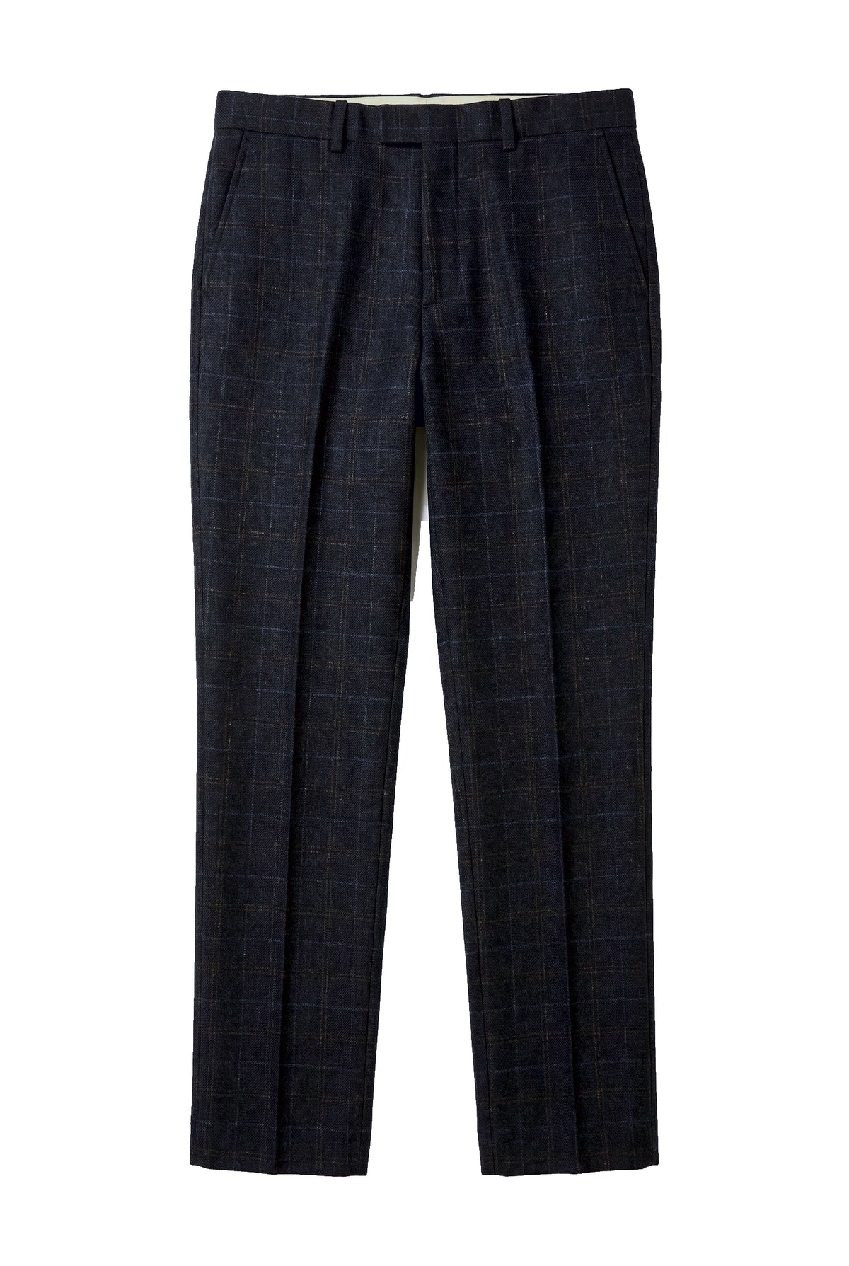 Ryan - Heren Marineblauwe Tweed Geruite Broek