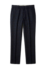 Ryan - Heren Marineblauwe Tweed Geruite Broek