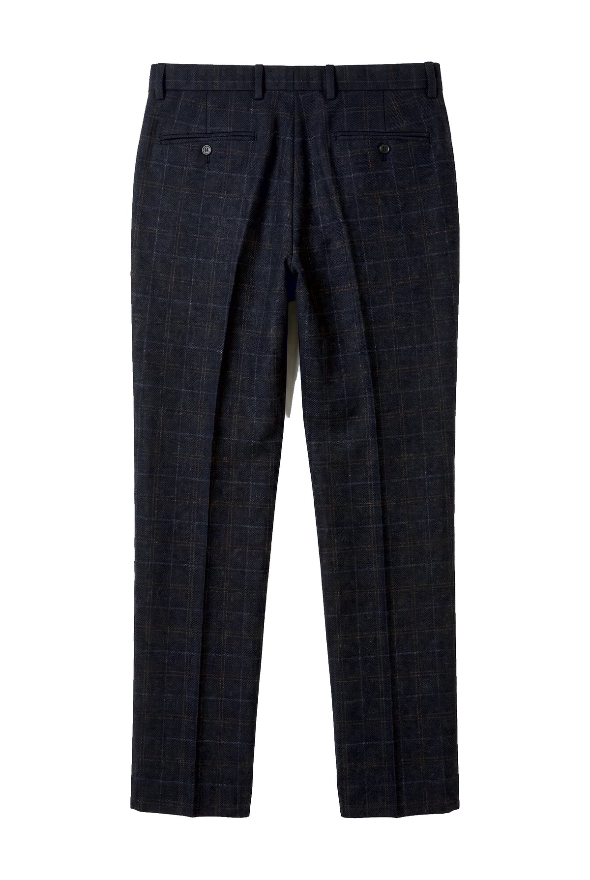Ryan - Heren Marineblauwe Tweed Geruite Broek