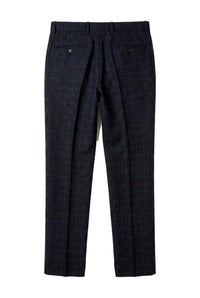 Ryan - Heren Marineblauwe Tweed Geruite Broek