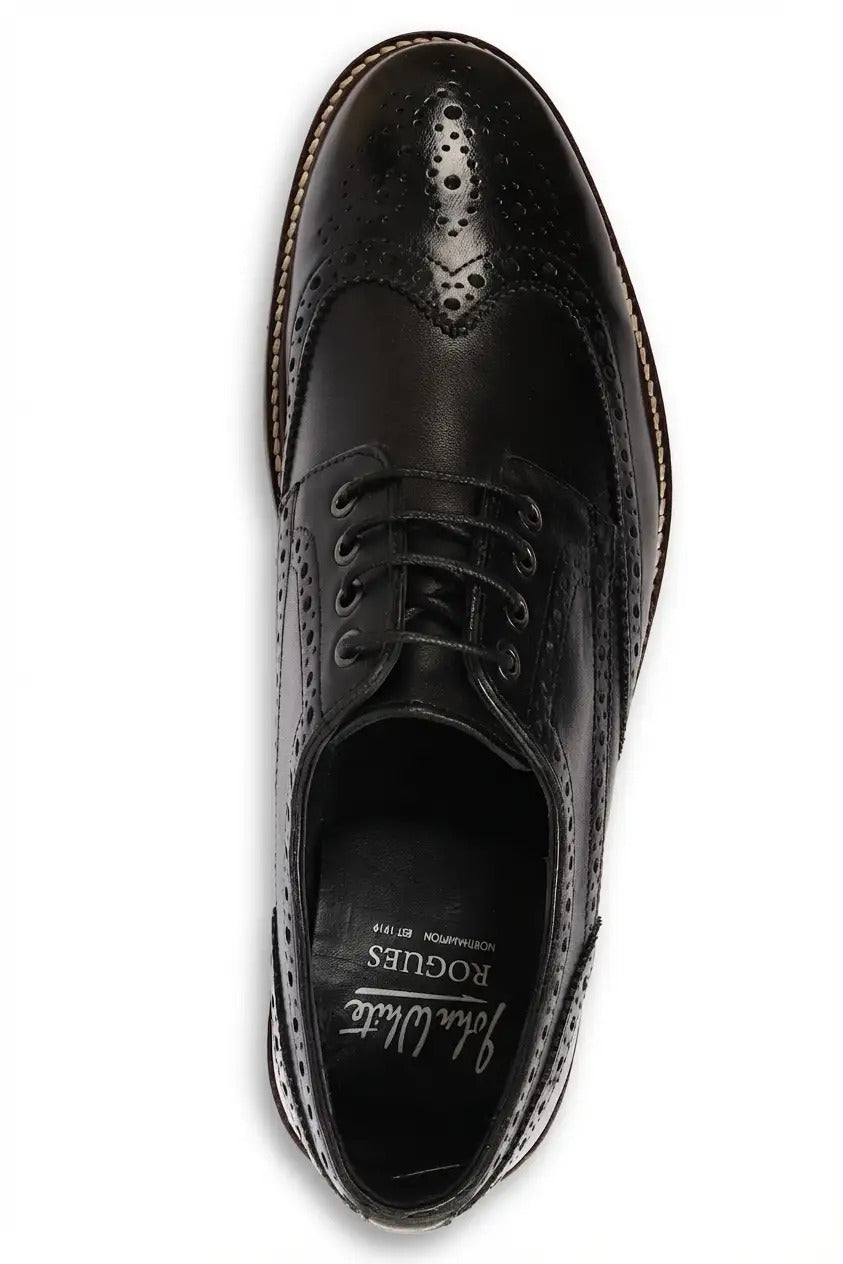 Stokes - Zwarte leren wingtip brogue veterschoenen voor heren