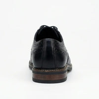 Stokes - Zwarte leren wingtip brogue veterschoenen voor heren