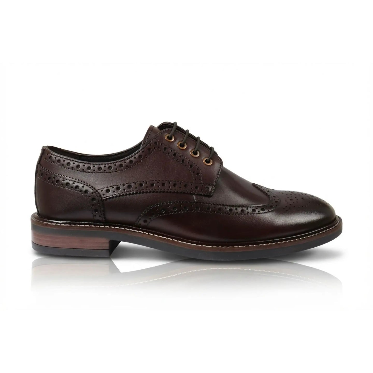 Stokes - Bruine leren wingtip brogue veterschoenen voor heren