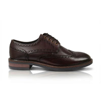 Stokes - Bruine leren wingtip brogue veterschoenen voor heren