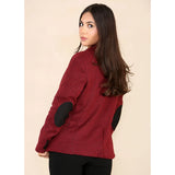 Dames Tweed Herringbone Blazer Jasje Wijnrood Klassiek Jaren 20