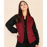 Dames Tweed Herringbone Vest Wijnrood Klassiek Jaren 20