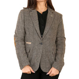 Dames Herringbone Tweed Blazer Oak Brown Classic Jacket