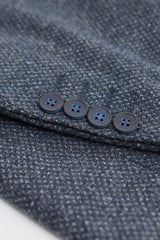 Heren 3-delig marineblauw pak met dubbelrijs vest