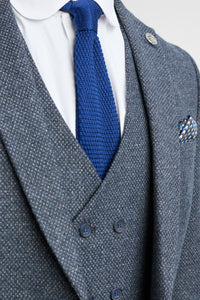 Heren 3-delig marineblauw pak met dubbelrijs vest