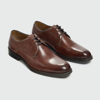 Taylor - Klassieke Derby-schoenen voor heren, bruin leer, met vetersluiting.