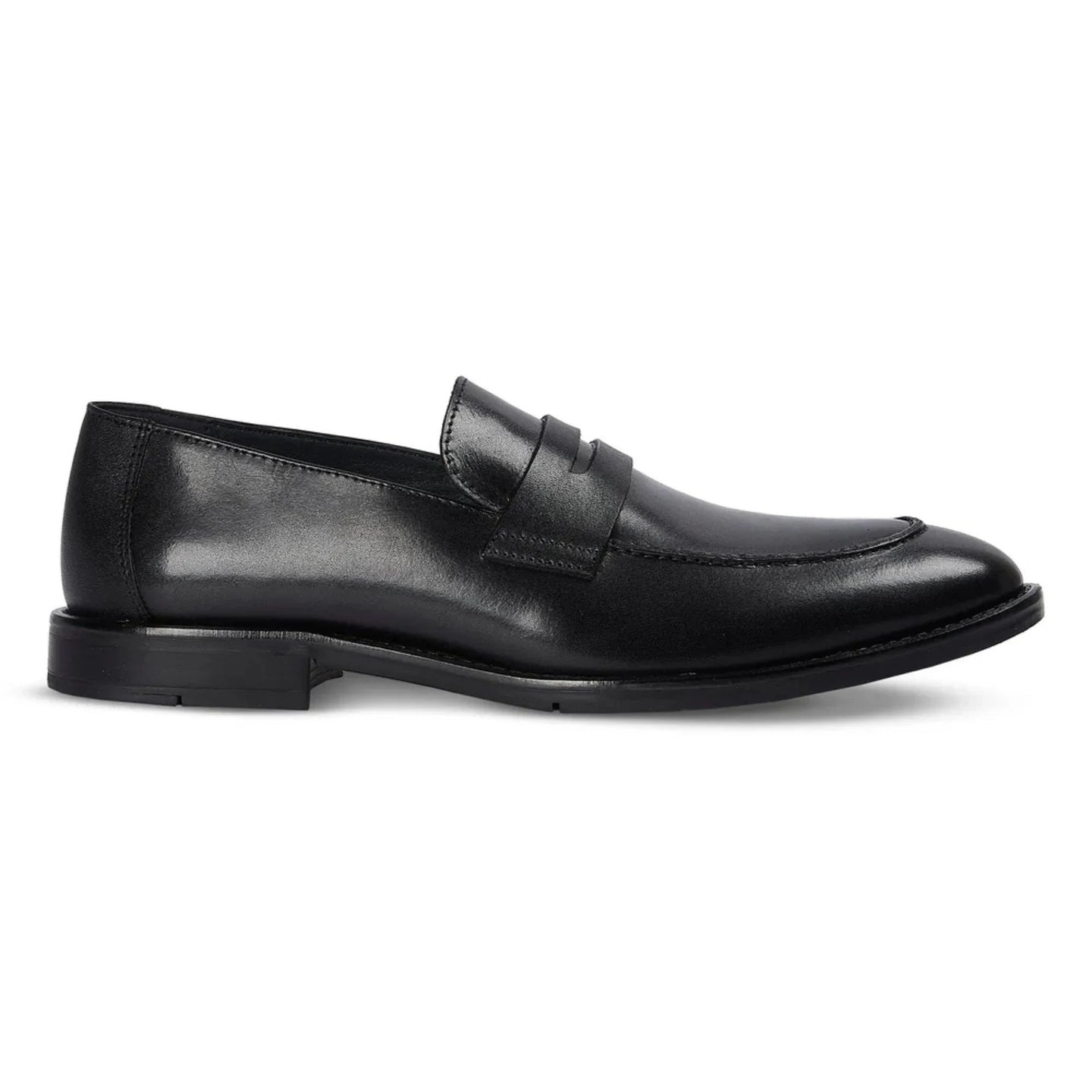 Ted - Klassieke zwarte leren penny loafers met mocassin-neus voor heren
