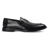 Ted - Klassieke zwarte leren penny loafers met mocassin-neus voor heren