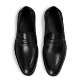 Ted - Klassieke zwarte leren penny loafers met mocassin-neus voor heren