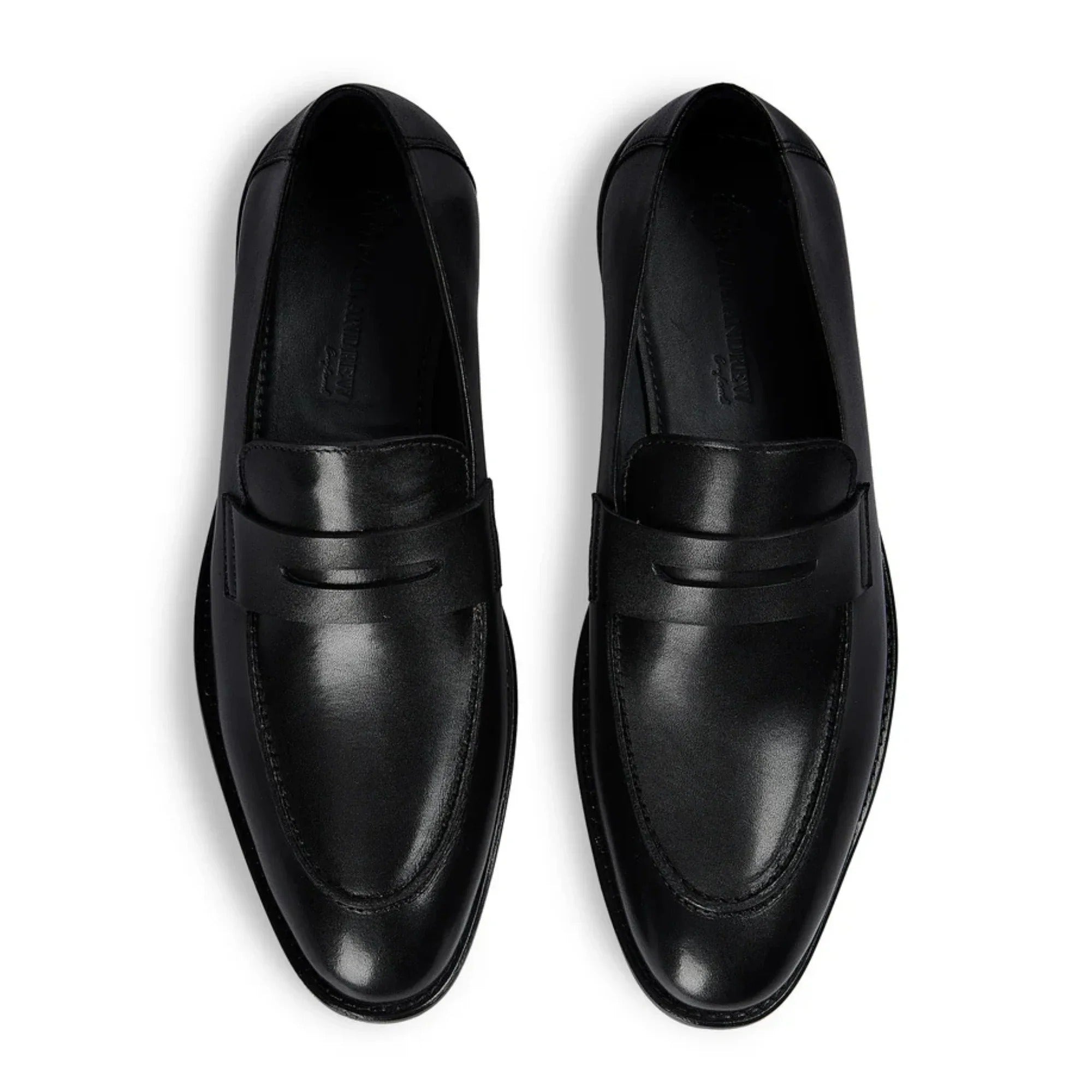 Ted - Klassieke zwarte leren penny loafers met mocassin-neus voor heren