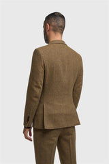 Thomas - Heren Bruine Klassieke Herringbone Tweed Blazer