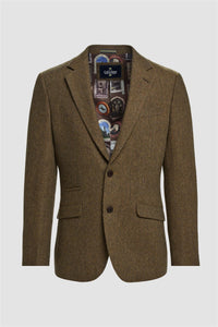 Thomas - Heren Bruine Klassieke Herringbone Tweed Blazer