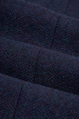 Thomas - Heren Marineblauwe wolmix visgraat tweed broek