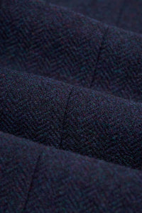 Thomas - Heren Marineblauwe wolmix visgraat tweed broek
