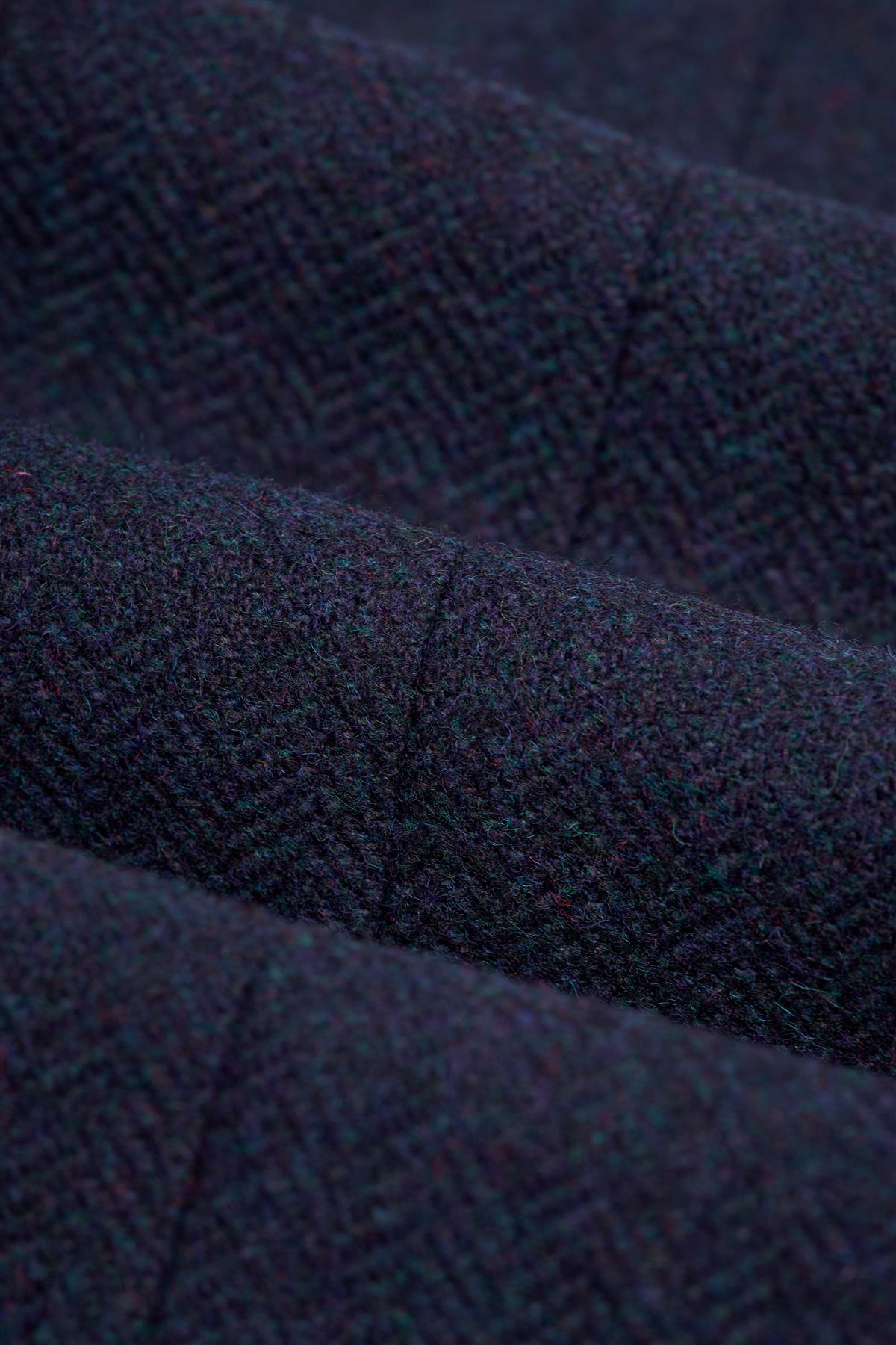 Thomas - Heren Marineblauwe wolmix visgraat tweed broek