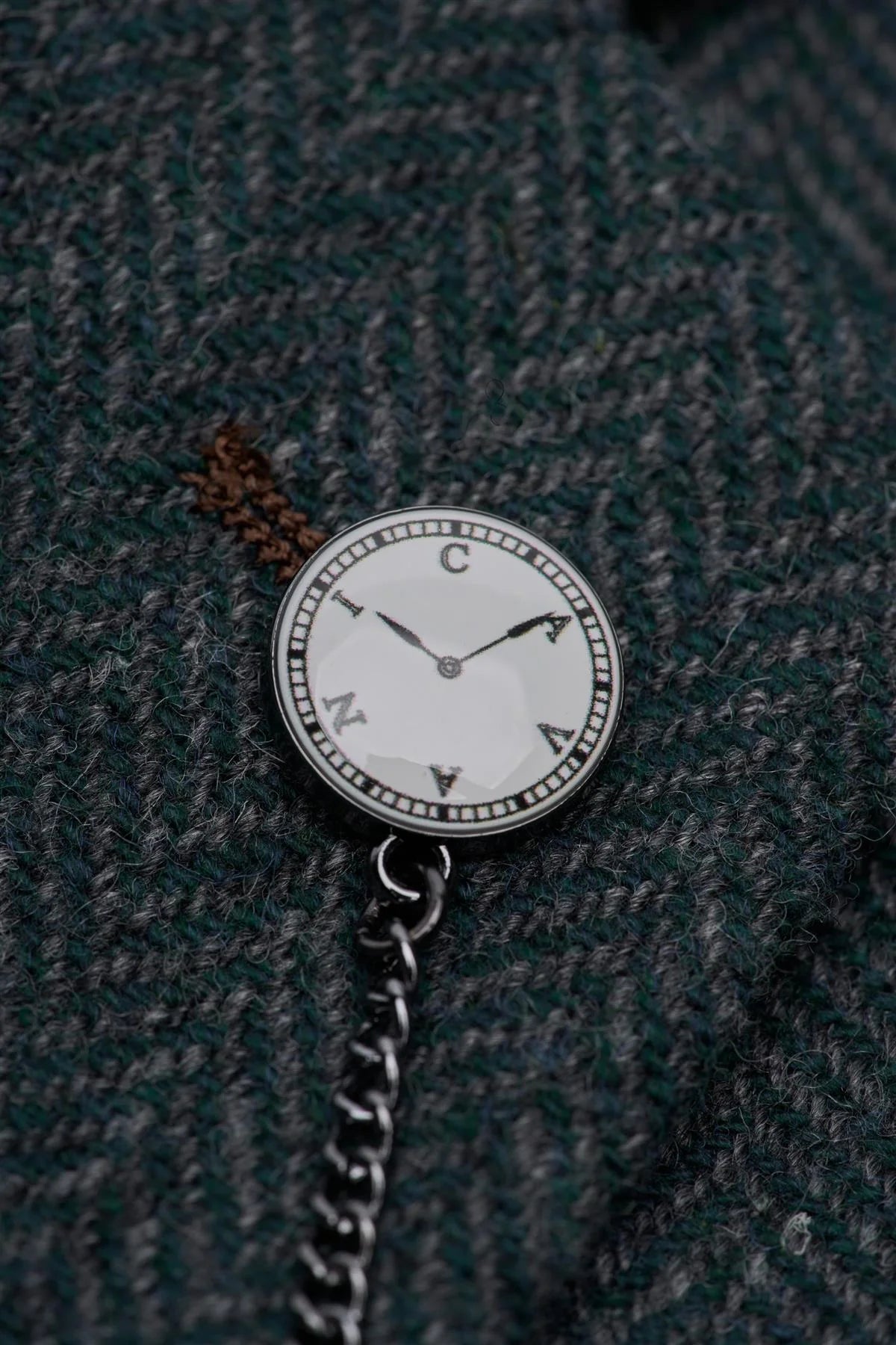 Thomas - Heren olijfgroene klassieke tweedblazer met visgraatmotief