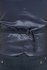 Torino - Heren Marineblauw Geruit Dubbelrijs Vest