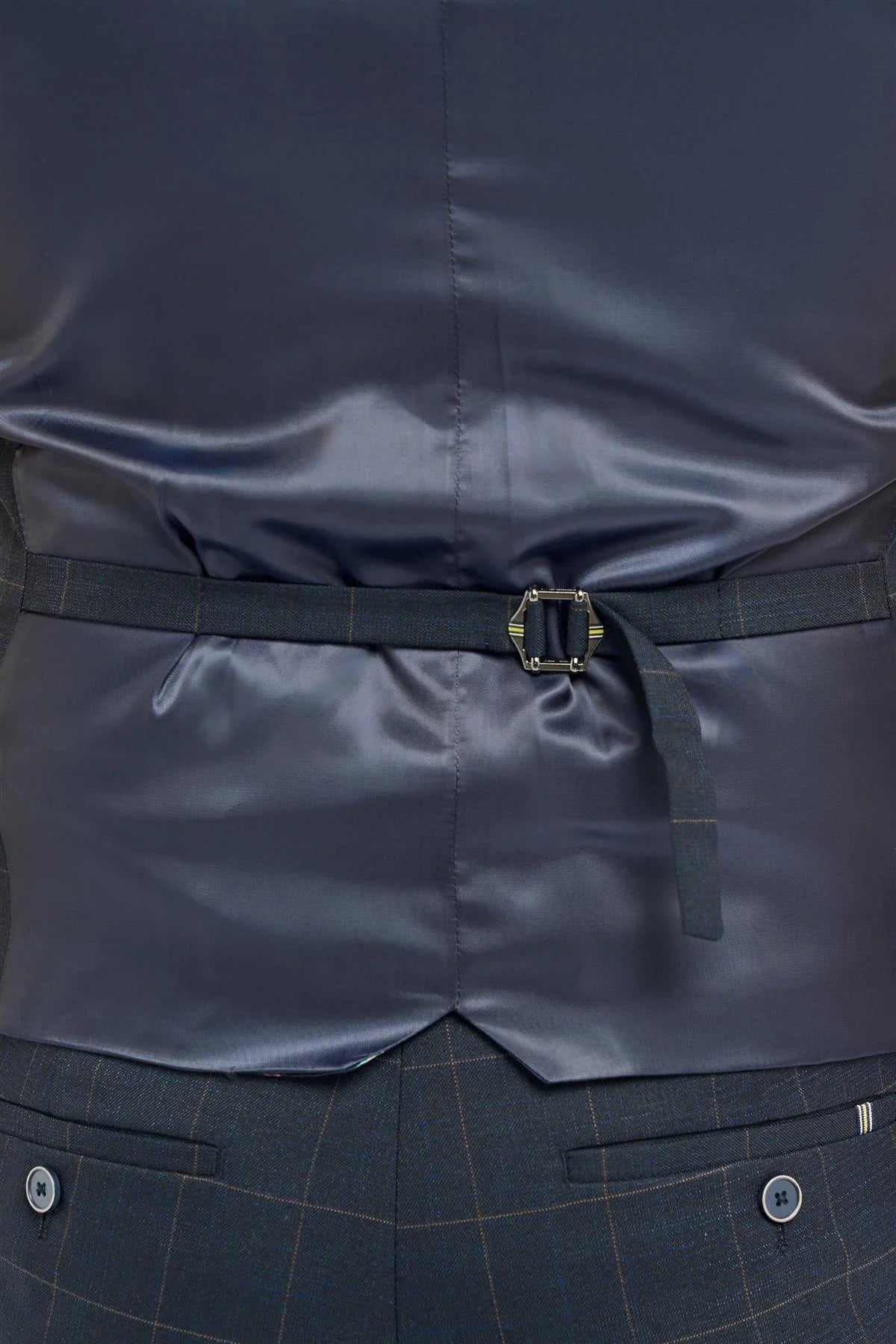 Torino - Heren Marineblauw Geruit Dubbelrijs Vest