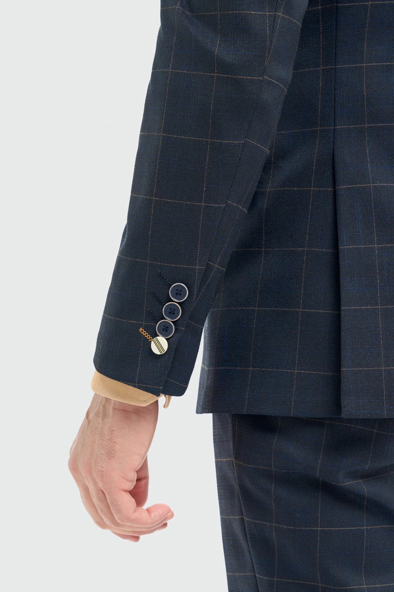 Torino - Men's 3 Piece Tailored Fit Navy Check Suit