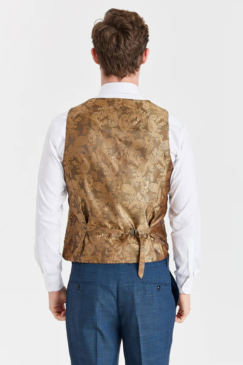 Viceroy Navy pak met contrasterend Harris Brown Tweed vest.