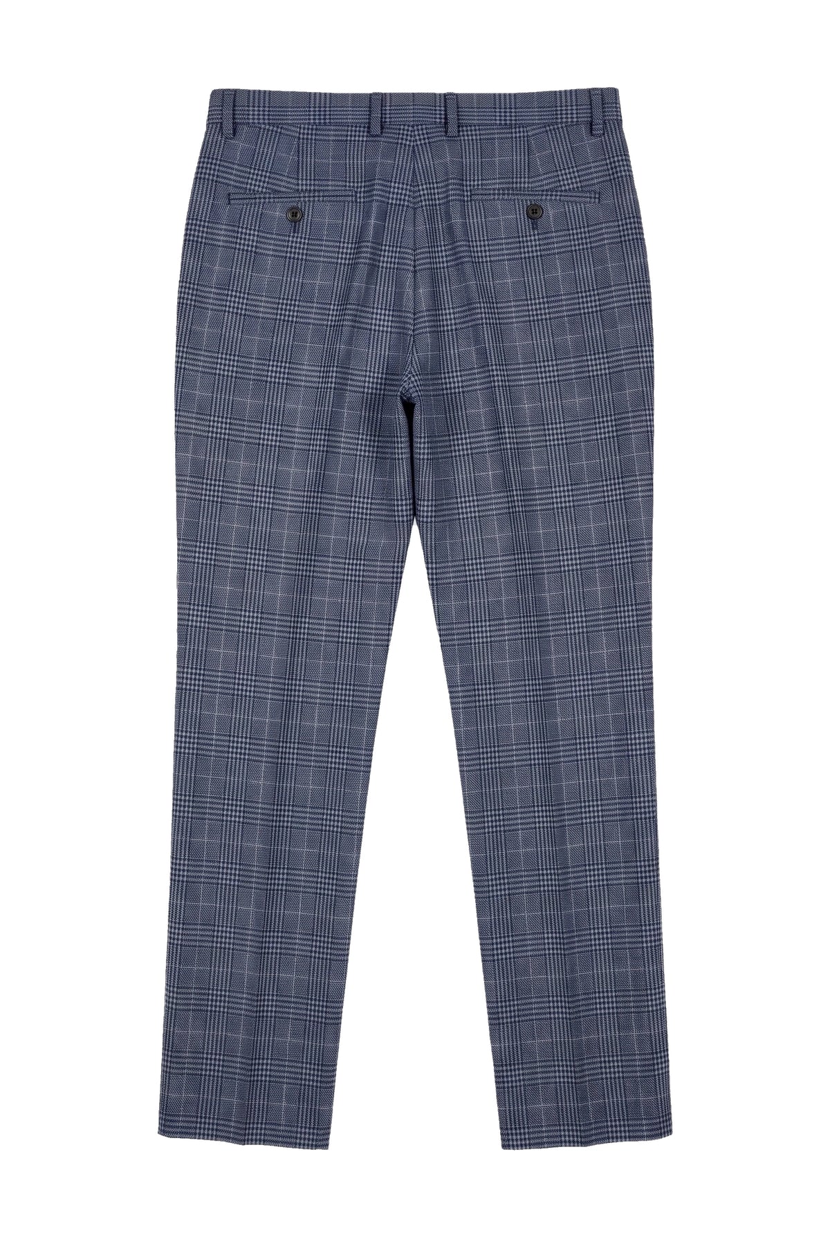 Victor - Heren Tweed Geruite Blauwe Trouwbroek