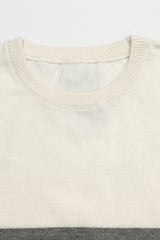 Wit en zwart gebreid T-shirt met kleurblokken voor heren