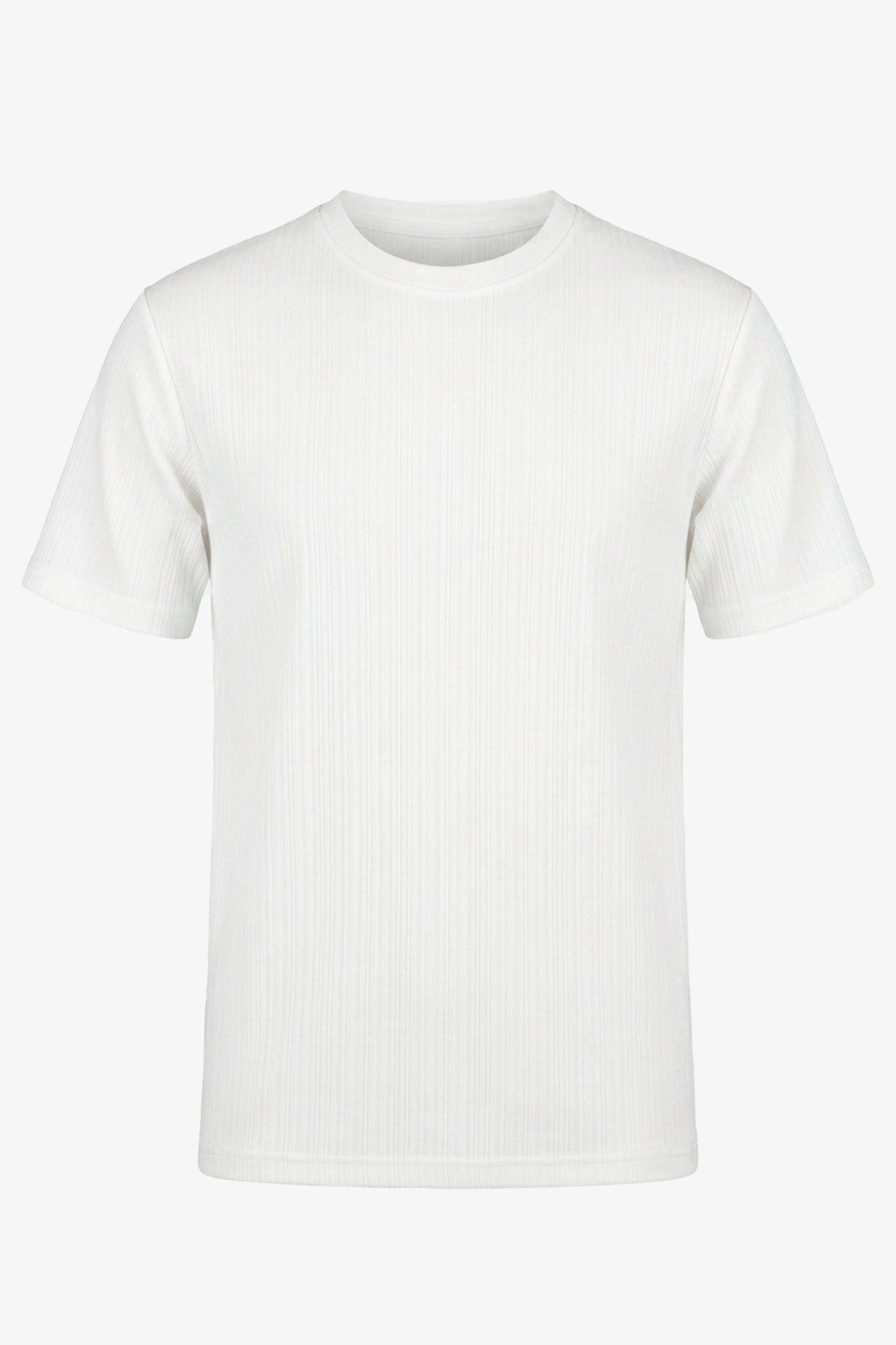 Wit geribbeld klassiek T-shirt voor heren