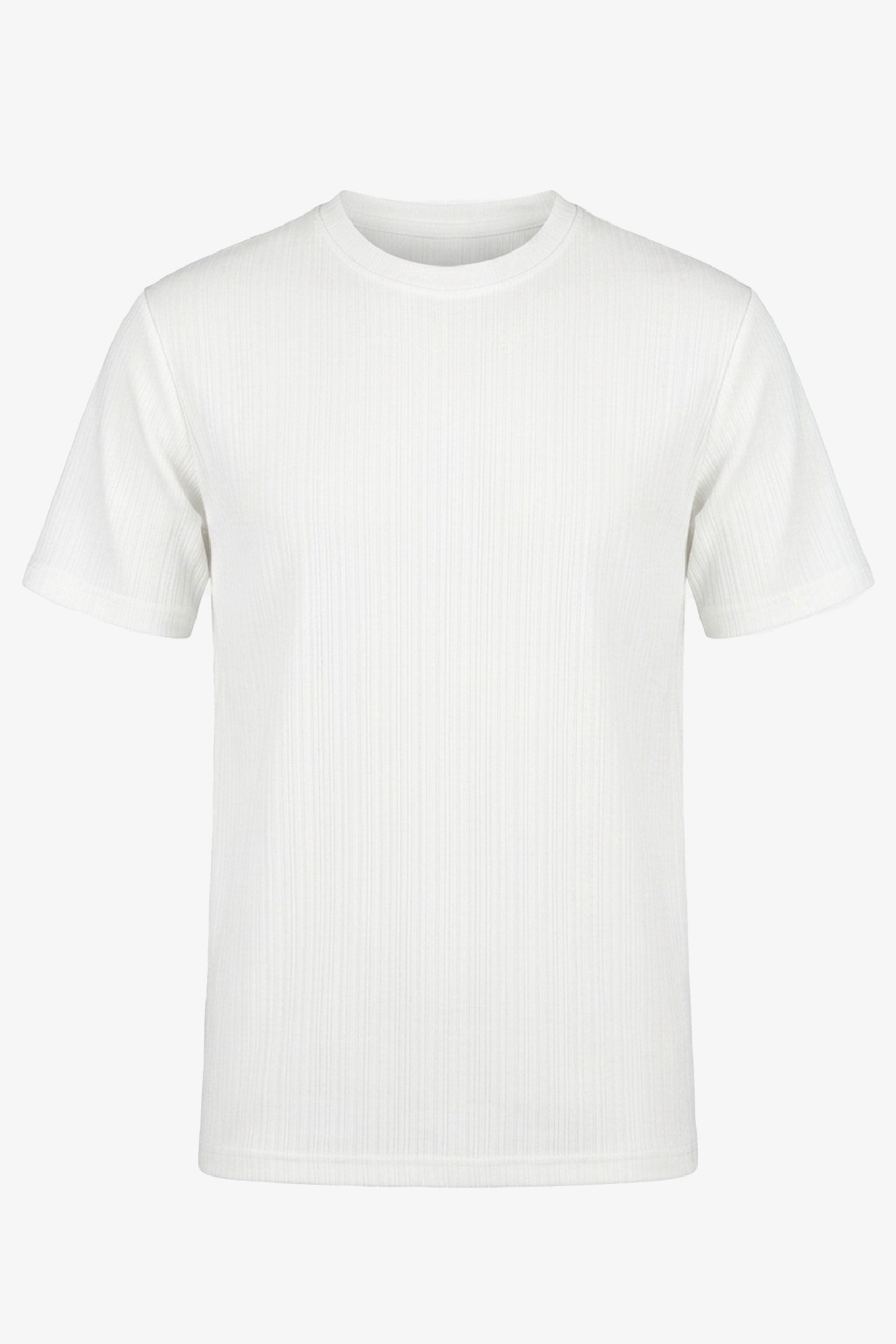 Wit geribbeld klassiek T-shirt voor heren