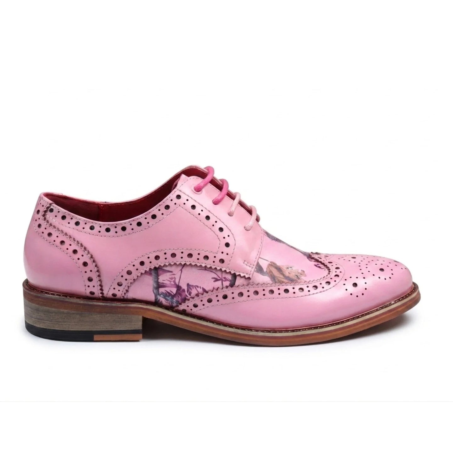 Wolf - Roze brogues met bloemenprint voor heren