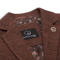 WS-12 - Dames Tweed Blazer Visgraat Wol Roestbruin