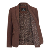 WS-12 - Dames Tweed Blazer Visgraat Wol Roestbruin