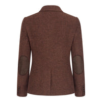 WS-12 - Dames Tweed Blazer Visgraat Wol Roestbruin