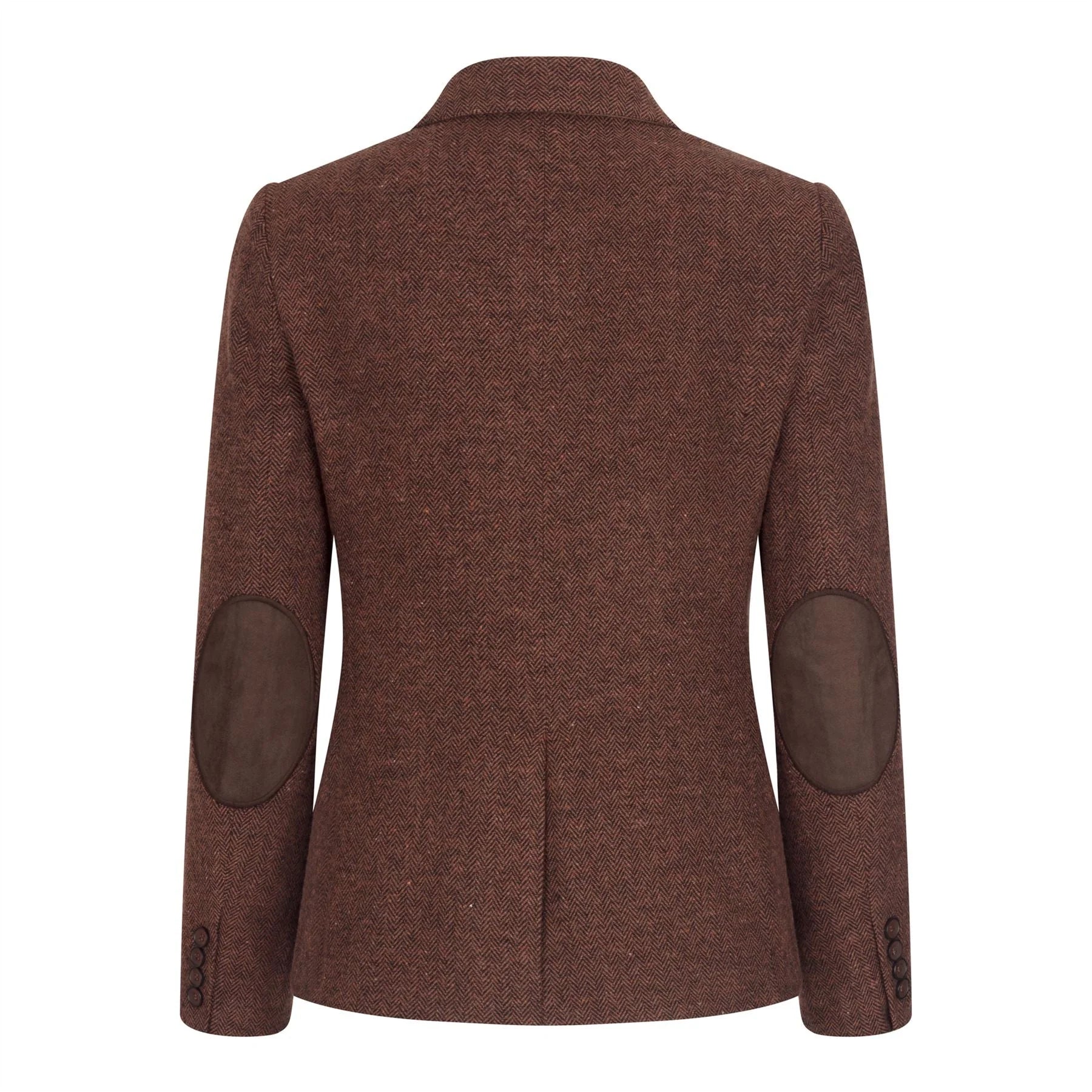 WS-12 - Dames Tweed Blazer Visgraat Wol Roestbruin