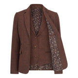 WS-12 - Dames Tweed Pak Vest Visgraat Wol Roestbruin