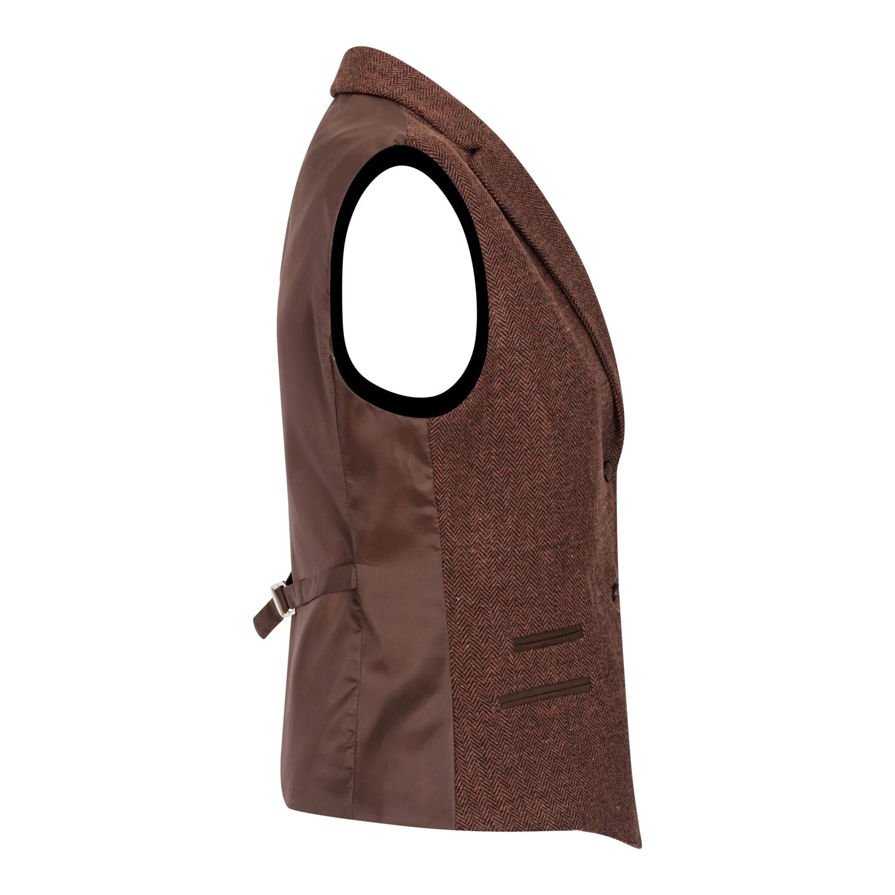 WS-12 - Dames Tweed Pak Vest Visgraat Wol Roestbruin