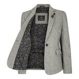 wsn03 - Dames Tweed Grijs Blazer Jasje Elow Patch Peaky 1920s
