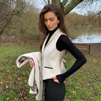 WSN15 - Dames crèmekleurig wolmix tweed gilet